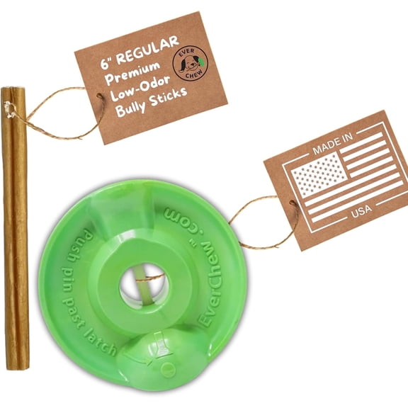 Anti-Choking Bully Stick Holder Small Dogs Under 16 lbs - USA Made Patented Pin-Lock SafetyChew 6" Grass-Fed Stick | Chihuahuas Yorkies Maltese