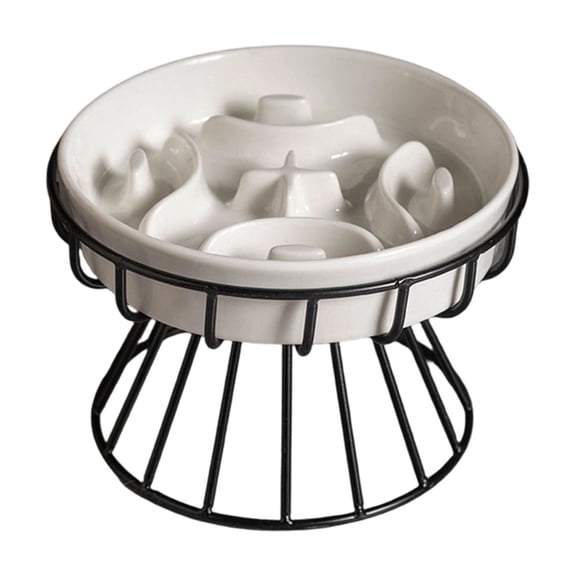 Weighted Ceramic Anti Tip Slow Feeding Pet Bowl Odor Scratch Resistant Glazed Surface Dishwasher Safe Stable Cat Dog Food Dish Suitable Wet Dry Pet Food Daily Feeding