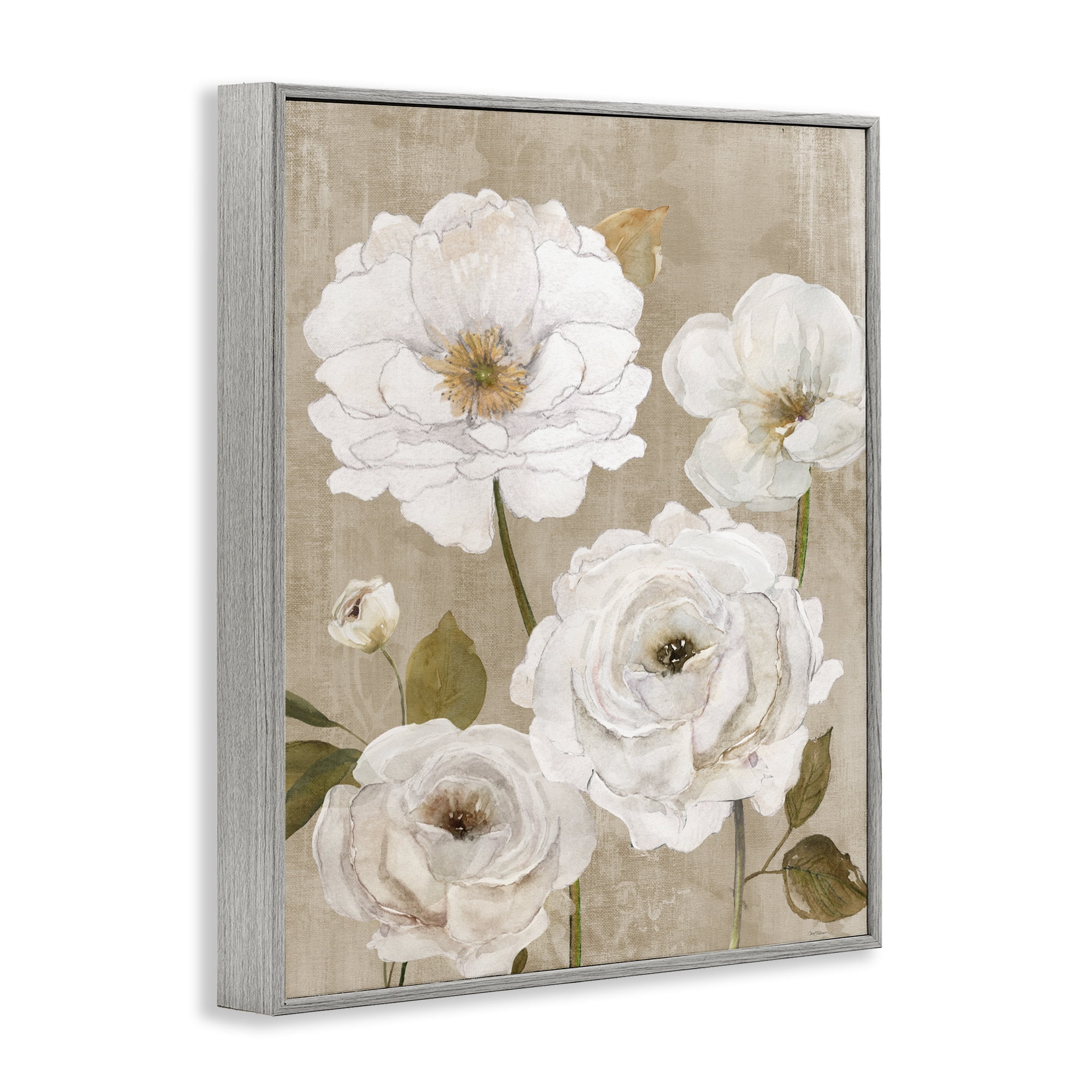 Stupell Industries Rustic Blooms in White Gray Framed Giclee Art, design by Carol Robinson
