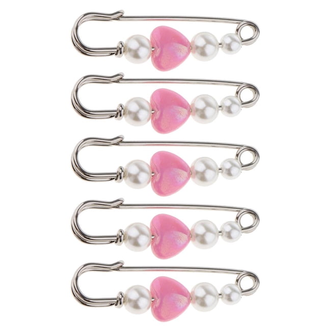 Broche de seguridad grande de 5 piezas, alfiler sintética, ramo de boda, bufanda, , vestido, Clip Rosado Zulema Safty Pin broche