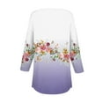 thumbnail image 5 of Xyxonk Womens Tops 3/4 Sleeve Casual Floral Printed Shirt Oversized V-Neck Tunic Tops Summer Three Quarter Length T-Shirts Clothes Summer Shirts for Women Purple 3XL, 5 of 5
