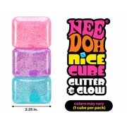 Schylling NeeDoh Nice Cube Glitter & Glow Squishy Fidget Cube, 1 Random Color