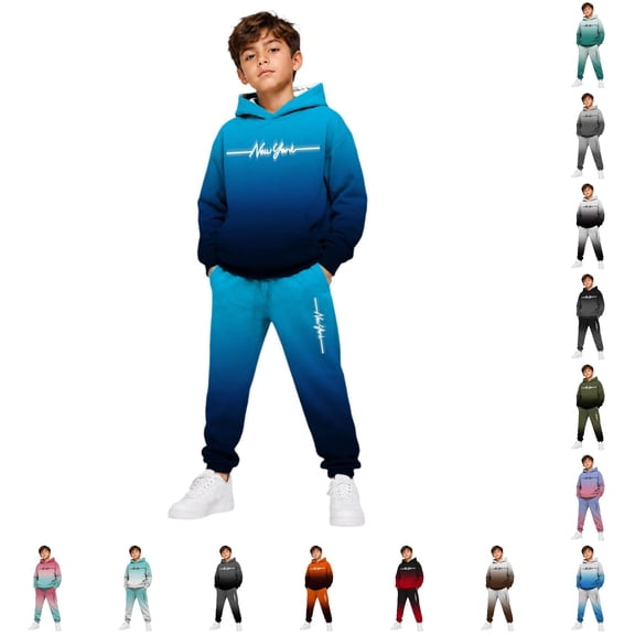 LIIPEE Casual Letter Graphic Outfits For Boys Autumn Winter Long Sleeve Hoodies Pants Clothes Sets