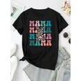 thumbnail image 2 of Women's Leopard Print "Mama" Graphic T-Shirt - Casual Round Neck Short Sleeve Tee, Soft & Comfortable Summer Top, Black with Colorful Lettering, Perfect for Casual Attire, Casual Attire Tee | Casual, 2 of 8