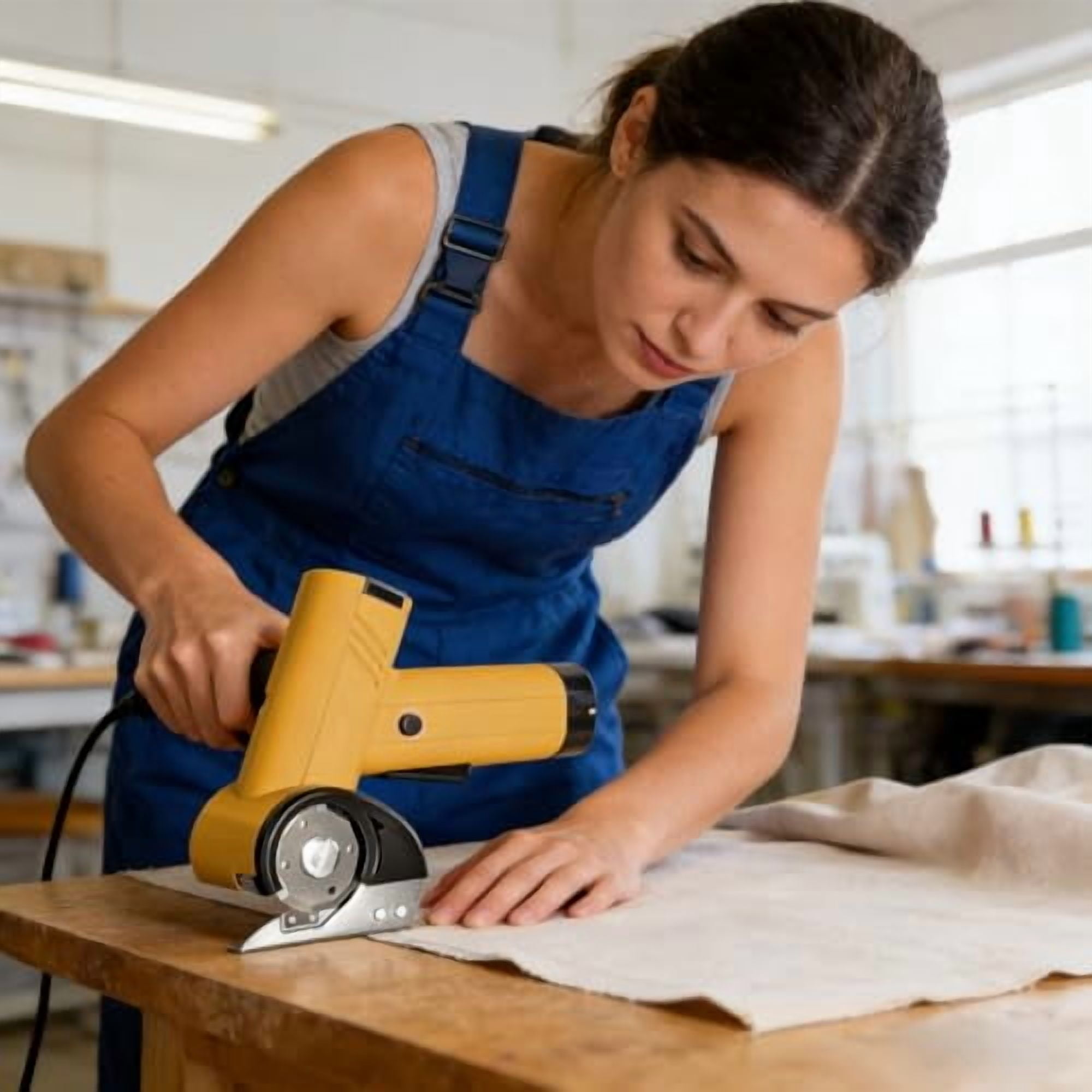 Rechargeable High-Speed Cardboard Cutter, 4V Rechargeable Cardboard Box Cutter with Safety Lock & LED Light, Power Rotary Cutter for Fabric Carpet Leather（white-Two blades）