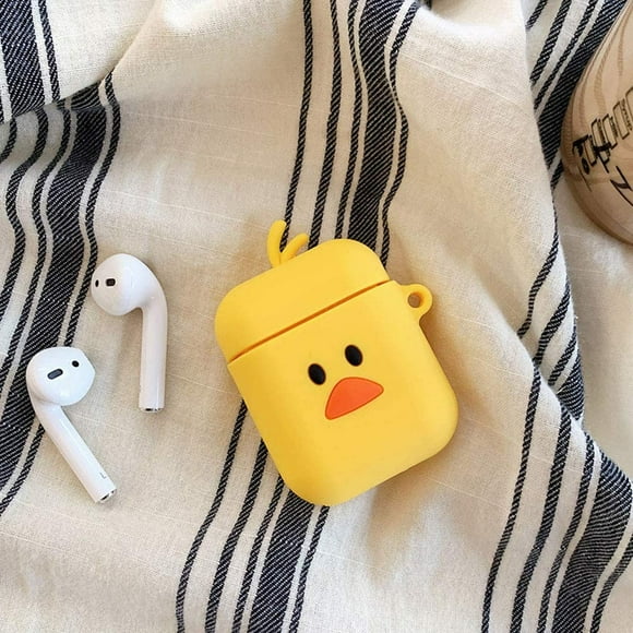 Hi-Yoohere 3D Cute Duck Airpods Case Girls Women Kids Soft Silicone Gel Anti-Scratch Protective Case Mini Cartoon