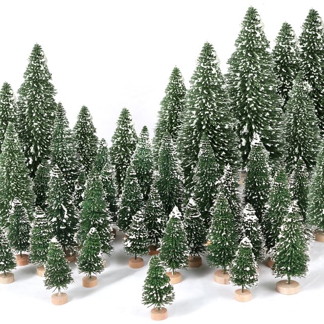 Árbol de Navidad Hatisan Mini artificial con base de madera, 30 unidades