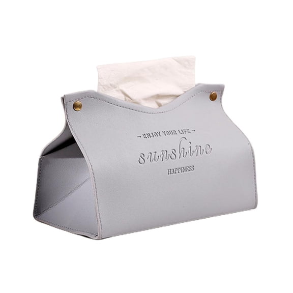 Godderr Leather Tissue Box Cover, Triangle Foldable Tissue Box-Modern Decorative Storage Box