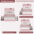 thumbnail image 6 of Festisoul Queen Bed Frame with Storage Headboard & 2 Drawers, Boucle Upholstered Platform Bed with Bookcase, No Box Spring Needed, Noise Free, Pink, 6 of 8