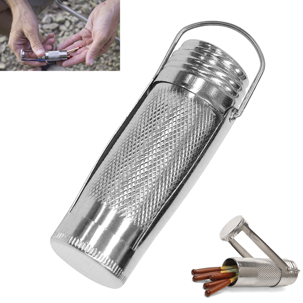 Camping & Hiking waterproof outdoor metal survival pill match edc case