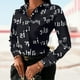 thumbnail image 4 of Camisa De Solapa Camisas casuales de mujer Camisa de solapa estampada de manga larga Blusa vintage (Negro XXL) Cgtredaw Para estrenar, 4 of 6