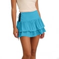 thumbnail image 3 of Wowcloth Women's A-line Short Skirt, Solid Color High Waist with Tie Belt, Retro Double Layer Ruffle Hem for Casual and Daily Wear, 3 of 5
