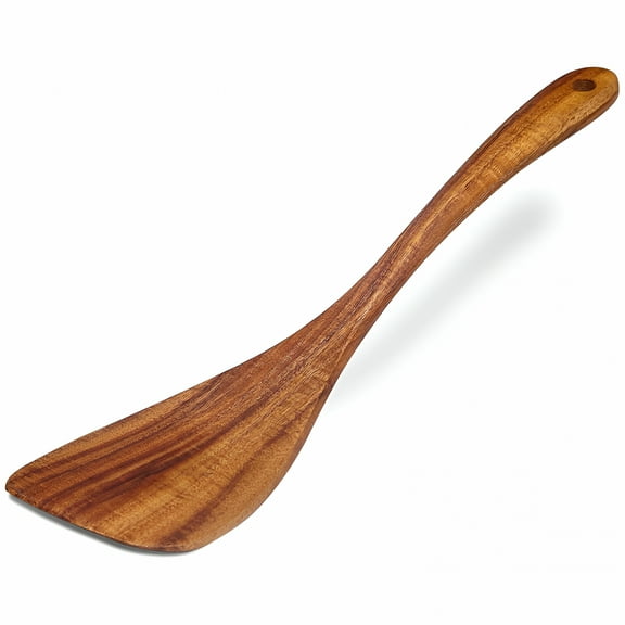 ACDANC Wooden Spatula,Acacia Wood,Long-Handled Flat Frying Spatula,Non-Stick Turner,Ideal Kitchen Utensils for Cooking Eggs,Fish and Pancakes