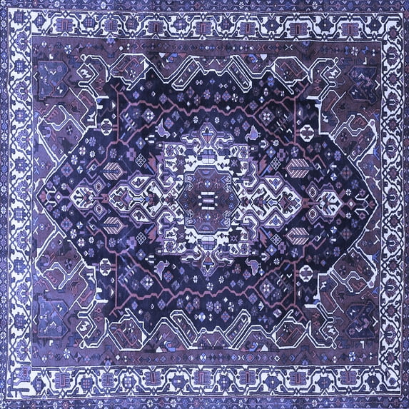 Ahgly Company Indoor Square Persian Blue Traditional Area Rugs, 8' Square
