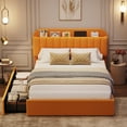 thumbnail image 2 of PIONEERWORKS Full Bed Frame with Storage Headboard, Boucle Upholstered Platform Bed with Bookcase & 2 Drawers, No Box Spring Needed, Easy Assembly, Yellow, 2 of 9
