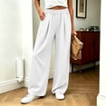 thumbnail image 2 of Seffadzy Women's Solid Color Pleated Front Sweatpants with Double Pockets Elastic Waist Casual Lounge Joggers for Daily Wear, 2 of 6