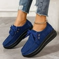 thumbnail image 3 of Women's Casual Suede Dress Shoes Comfortable Platform Wide Toe Box Non Slip Walking Shoes Vintage Lace Up Sneakers Blue Size 8.5, 3 of 5