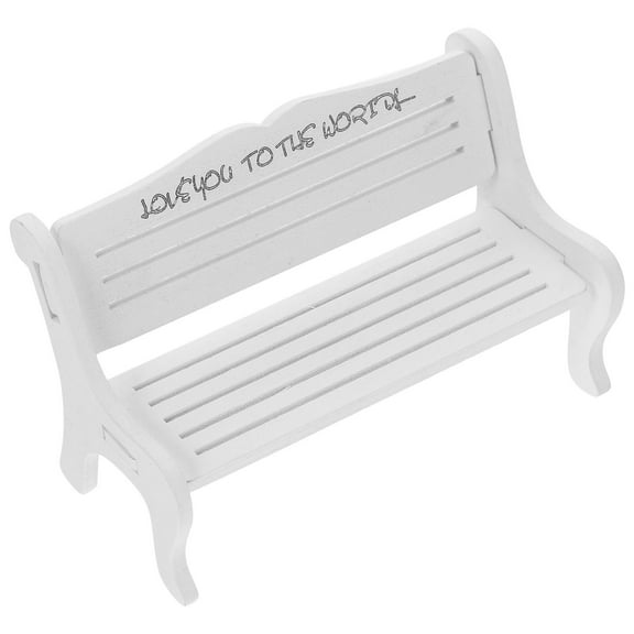 TEHAUX White Wooden Bench for Decor Miniature Furniture Display Stable and Practical Small Size