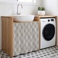 Beige Grid Cabinet Curtains for Kitchen 35