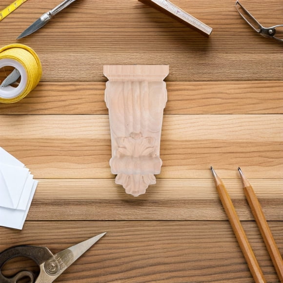 LABSERRON Khaki Wood Corbels with Elegant Carved Appliques for Doorway and Wall Trim
