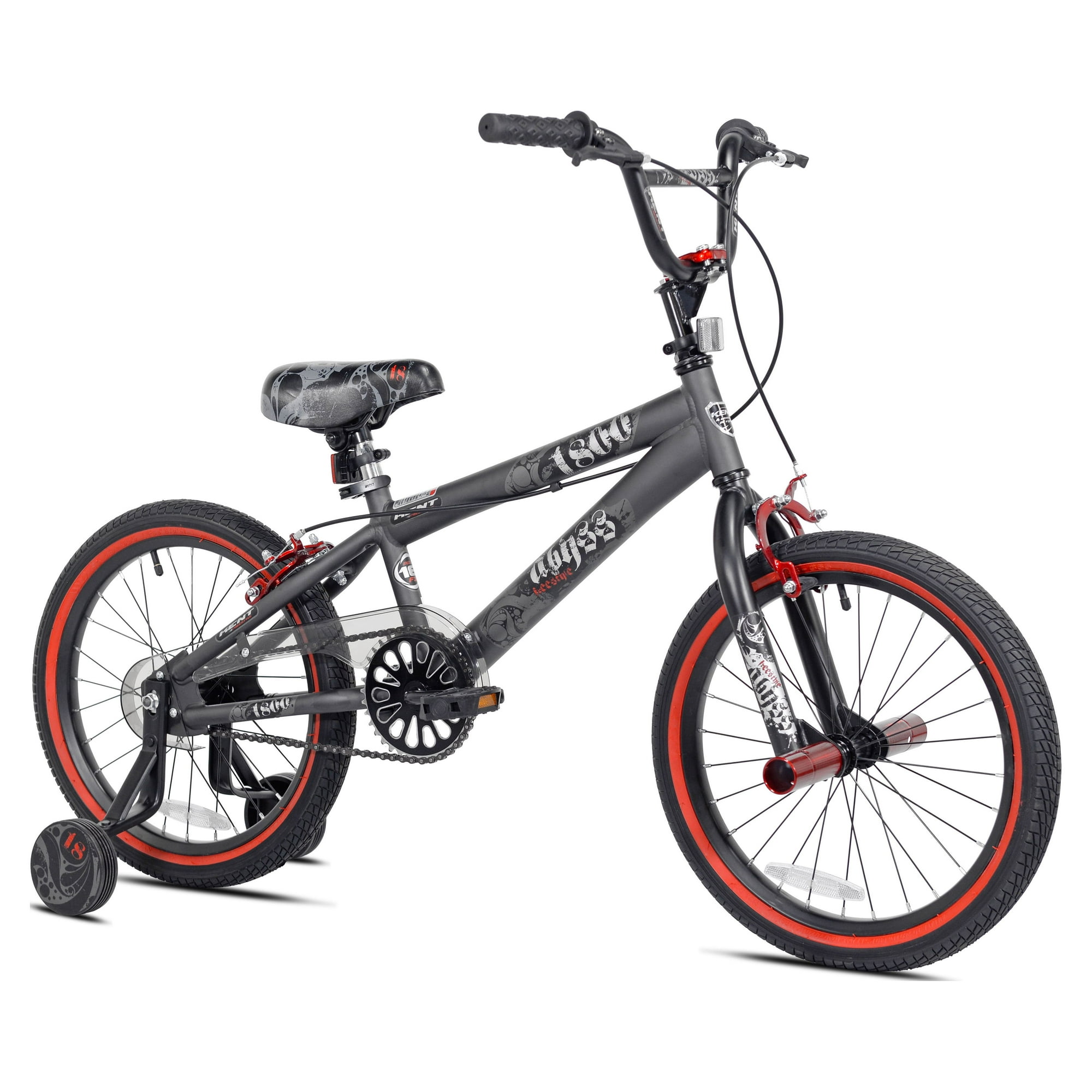 18" Kent Bicycle Abyss Freestyle BMX Bicycle, Fits Riders 3'2"-4'2", Gray, Child, Unisex