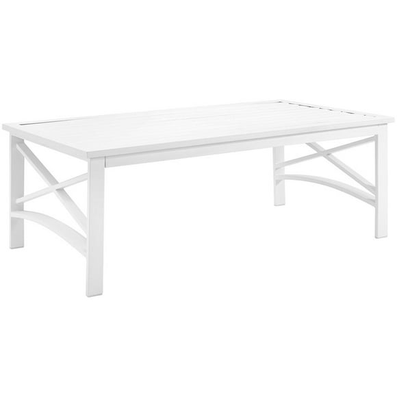 Crosley Kaplan Metal Slat Top Patio Coffee Table in White
