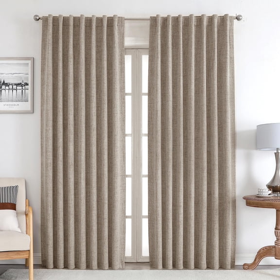 Cortinas Joydeco Blackout de lino 100% opaco, 240 x 245 cm, 2 paneles
