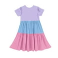 thumbnail image 5 of BRGZLK Girls Summer Dresses Cute Color-Blocked Short Sleeve Round Neck Swing Ruffle Tiered Flowy Dress Purple 12-13 Years, 5 of 5