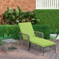 thumbnail image 2 of Outsunny 2 Pieces Wicker Patio Lounge Set w/ Cushions, Outdoor PE Rattan Sun Lounger Sets w/ 5-Level Reclining Chaise Chair & Two-tier Glass Top Coffee Table, Green, 2 of 9