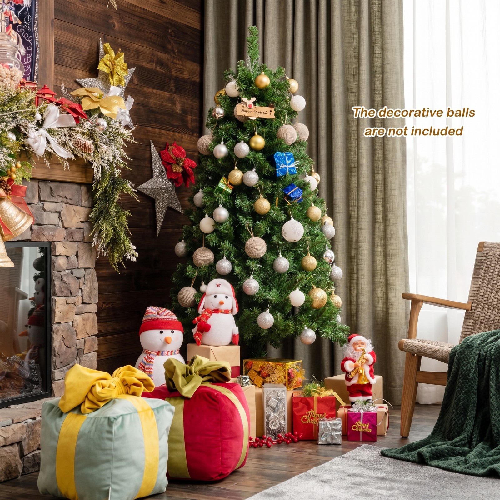 RUIE 5 FT Pre-Lit Fiber Optic Artificial Christmas Tree, Multi-Color LED Spruce Xmas Tree with Stand for Home Office Holiday Indoor Decoration, Green