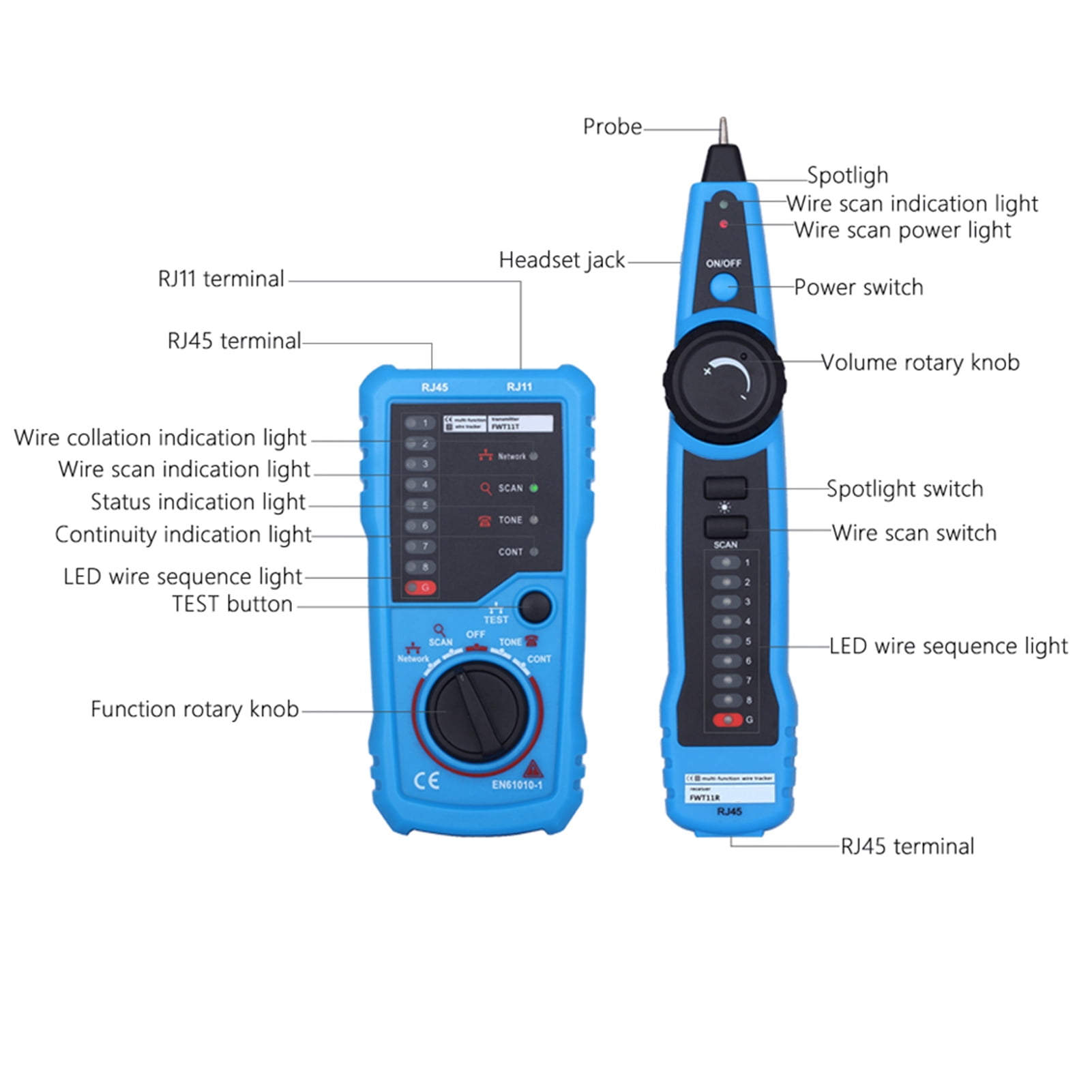Sky Blue Line Finder Wire Tracer Handheld Rapid Wire Line Tester LAN Cable Tester for Sky Blue Line Finder Wire Tracer Handheld Rapid Wire Line Tester LAN Cable Tester for