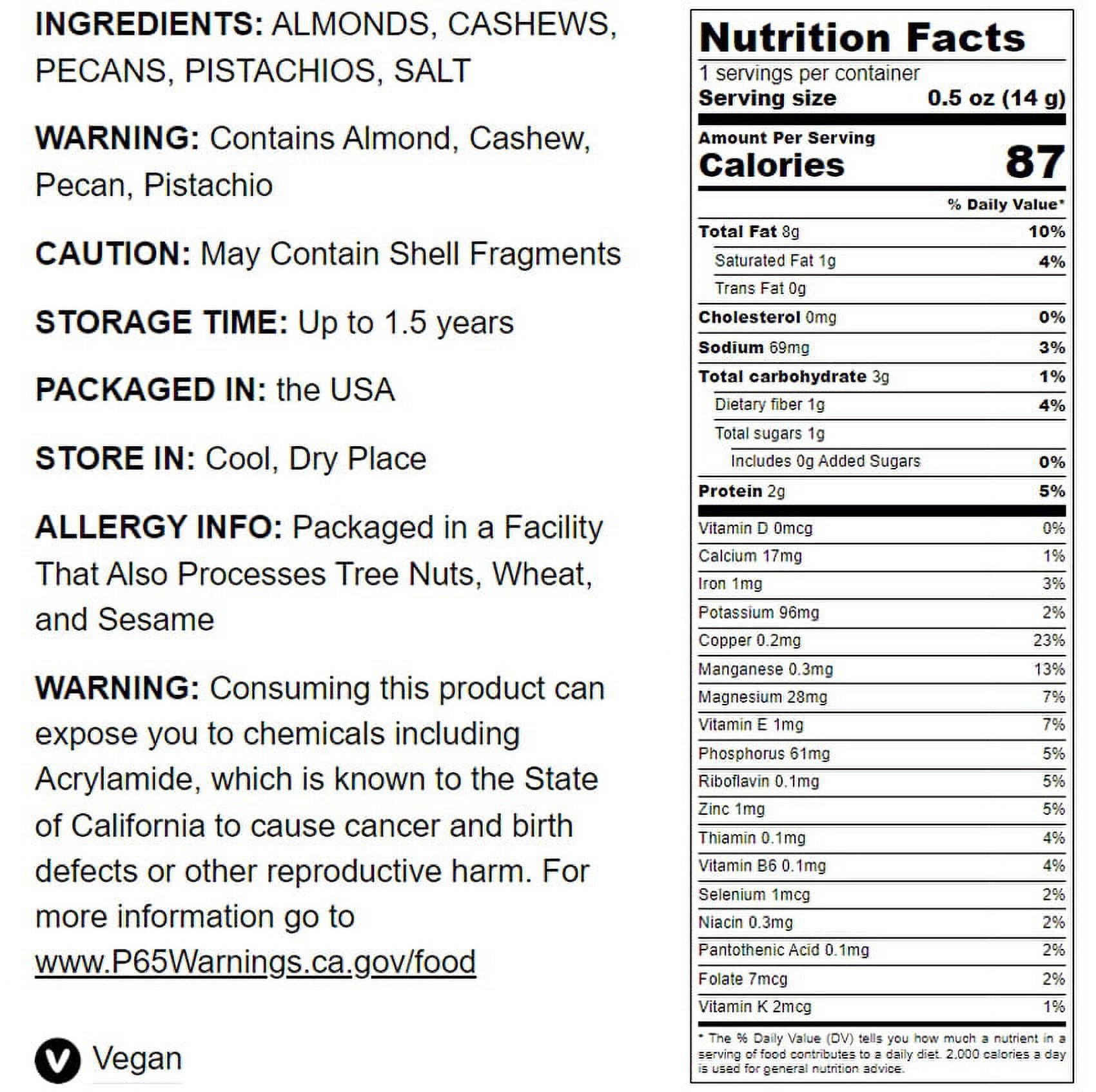 Four Nuts Mix, 2 Pounds - Vegan - by Food to Live