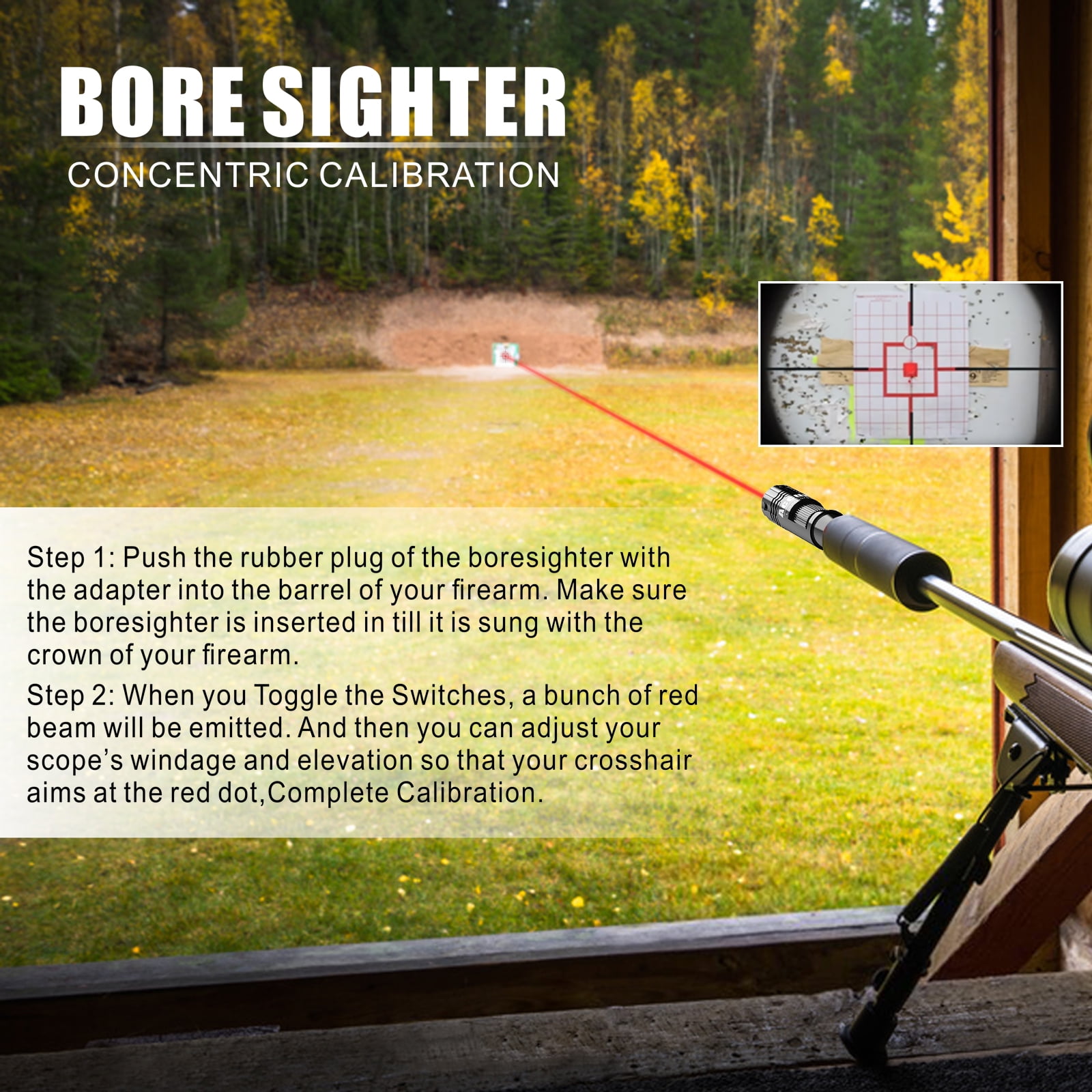 Buy Bore Sight Kit with Big Button Switch for .22 to .55 Caliber, Red