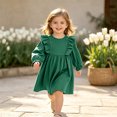 thumbnail image 6 of OJSFQUFP Toddler Girls Long Sleeve Dress Ruffle Shoulder A‑Line Casual Dresses for Little Girl, 6 of 9