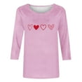 thumbnail image 4 of ABATAB Plus Size Valentine's Day Womens 3/4 Length Sleeve Shirts Crewneck Neck Love Heart Print T Shirts Casual Gift Tops, 4 of 5