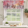 thumbnail image 2 of Pink Christmas Curtain Valances for Windows, Kitchen Valance Window Treatments Panel 2 Pack, Snowflake Watercolor Xmas Tree Rod Pocket Short Curtains for Bathroom Bedroom 42 x 18 Inch, 2 of 8