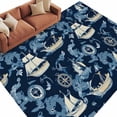 thumbnail image 2 of 6'x9' Area Rugs, Navy Blue Coastal Indoor Outdoor Area Rug for Living Room Bedroom, Nautical Boat Summer Beach Ocean Washable Bathroom Rugs Kitchen Floor Carpet Mats Home Decor Aesthetic, 2 of 8