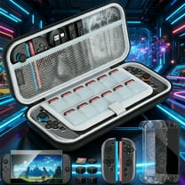 HEYSTOP Switch 2 Accessories Kit 2025 Upgraded ,Carrying Case for Nintendo Switch 2, Protective Switch 2 Cover with HD Screen Protector, Portable Travel Case with 12 Game Slots & 6 Thumb Grips, Black