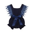 thumbnail image 2 of FOCUSNORM Infant New Born Girls Pure Romper with Ruffled Sleeves Big Bow, 2 of 6