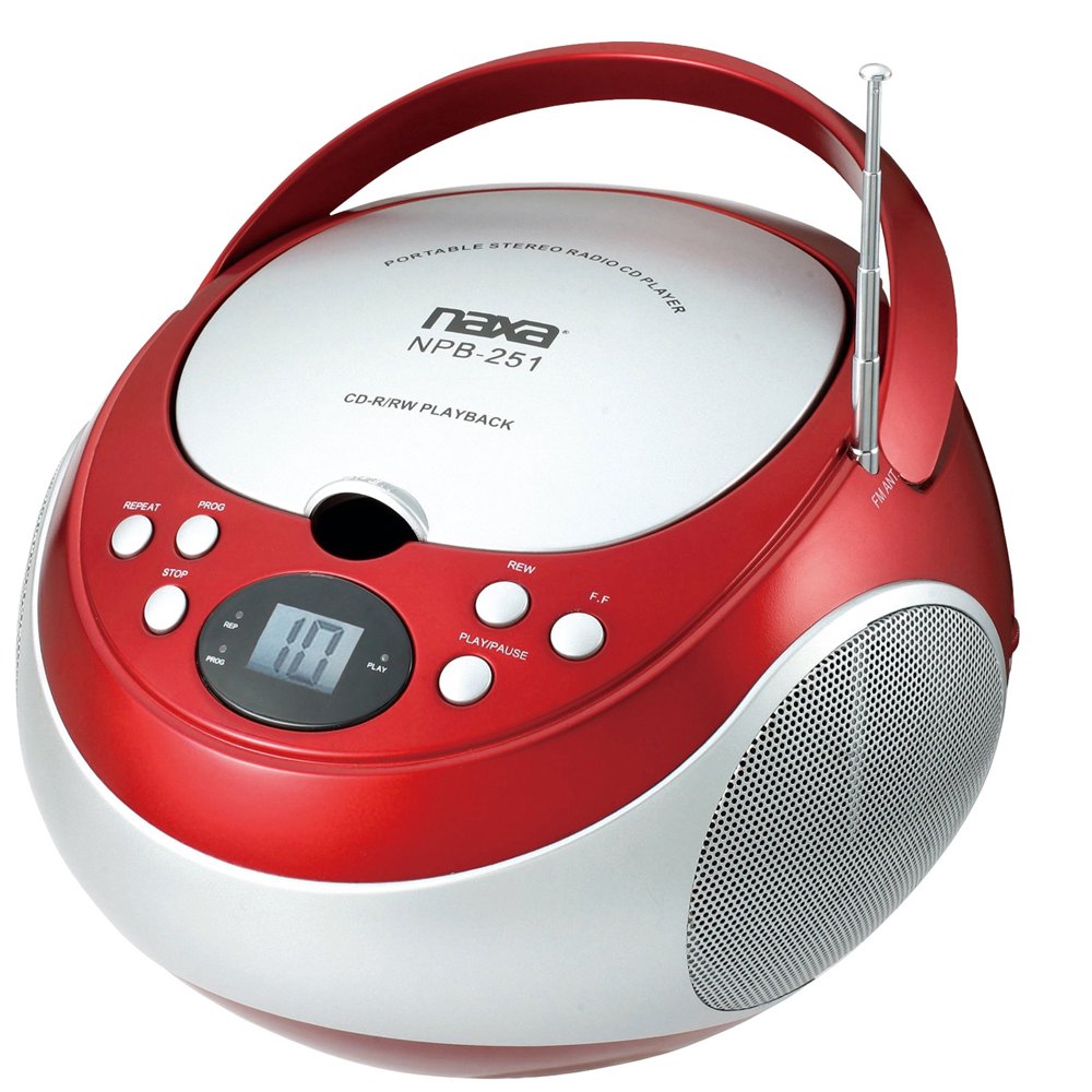 Naxa Portable CD Player with AM/FM Stereo Radio Red
