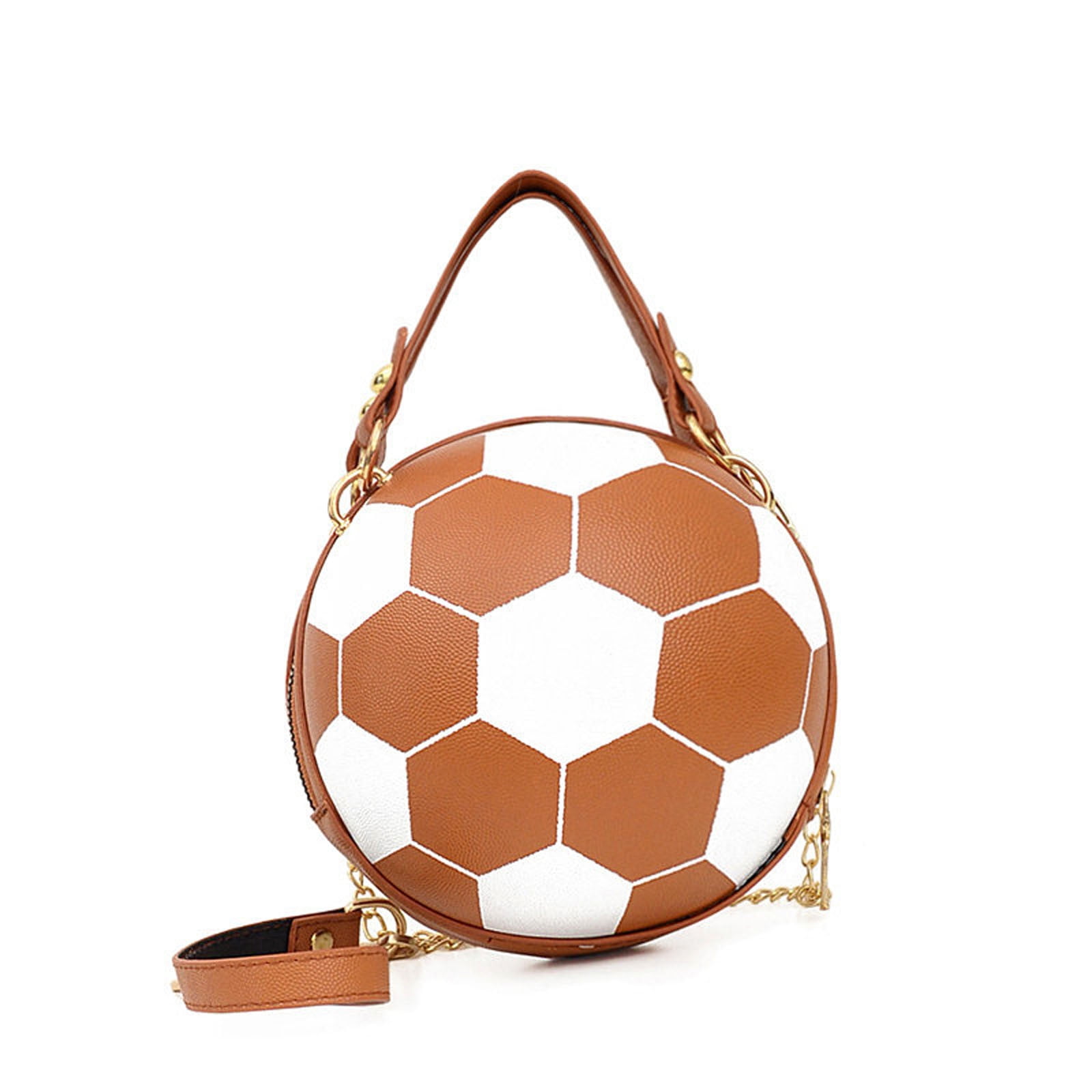 Eqwljwe Unique Football Shaped Cross Body Bag Round Handbag PU Leather Messenger Shoulder Bag Personality Purses for Women World Cup Clearance, Adult