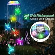 Solar Hummingbird Wind Chimes Changing Colors Outdoor Waterproof LED Solar Hanging Lights for Home Party Yard Garden Christmas Decoration
