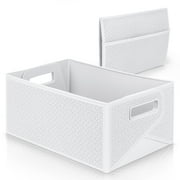Starplast Collapsible Decorative Plastic Storage Bins, Set of 3, White