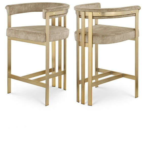 Meridian Furniture Marcello Beige Velvet Counter Stool (Set of 2)