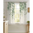 thumbnail image 4 of Green Leaves Sheer Curtains 54 Inch Length 2 Panels Set for Living Room/Bedroom, Summer Botanical Kitchen Curtains with Grommet Semi-Sheer Curtains Drapes Voile Window Treatments 42"x54"x2, 4 of 7
