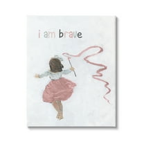 Stupell Industries I Am Brave Uplifting Child Running Playing Painting Graphic Art Gallery Wrapped Canvas Print Wall Art, Design by Sally Swatland