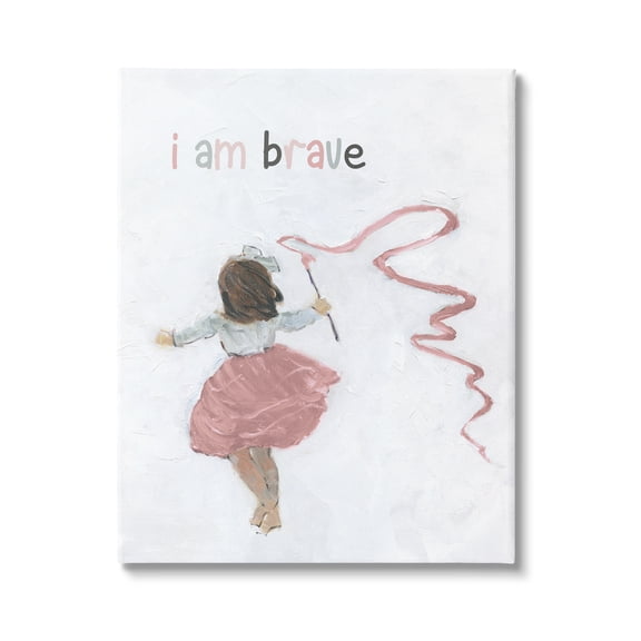 Stupell Industries I Am Brave Uplifting Child Running Playing Painting Graphic Art Gallery Wrapped Canvas Print Wall Art, Design by Sally Swatland