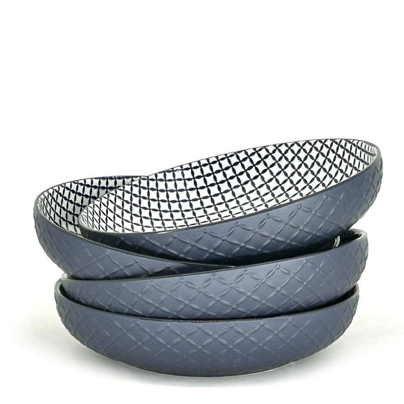 BIA S/4 Textured Shallow Bowls, Blue