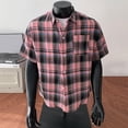 thumbnail image 5 of DPTALR Men's Plaid Short Sleeve Button Down Shirt,Casual Checkered Pocket Shirt,Pink,Big Men's,Tall Men's M,Young Men's Shirts, 5 of 5