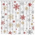 thumbnail image 6 of Merry Christmas Snowflake Shower Curtain Winter Sliver Red Gold Snowflake Shower Curtain for Bathroom Christmas Red Home Bathtubs Bathroom Decor Minimalist Decorative Fabric Bath Curtain72x72in, 6 of 6